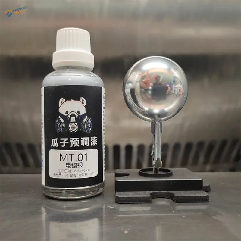 50ml bottle of silver electroplated mirror-chrome base paint for scale models