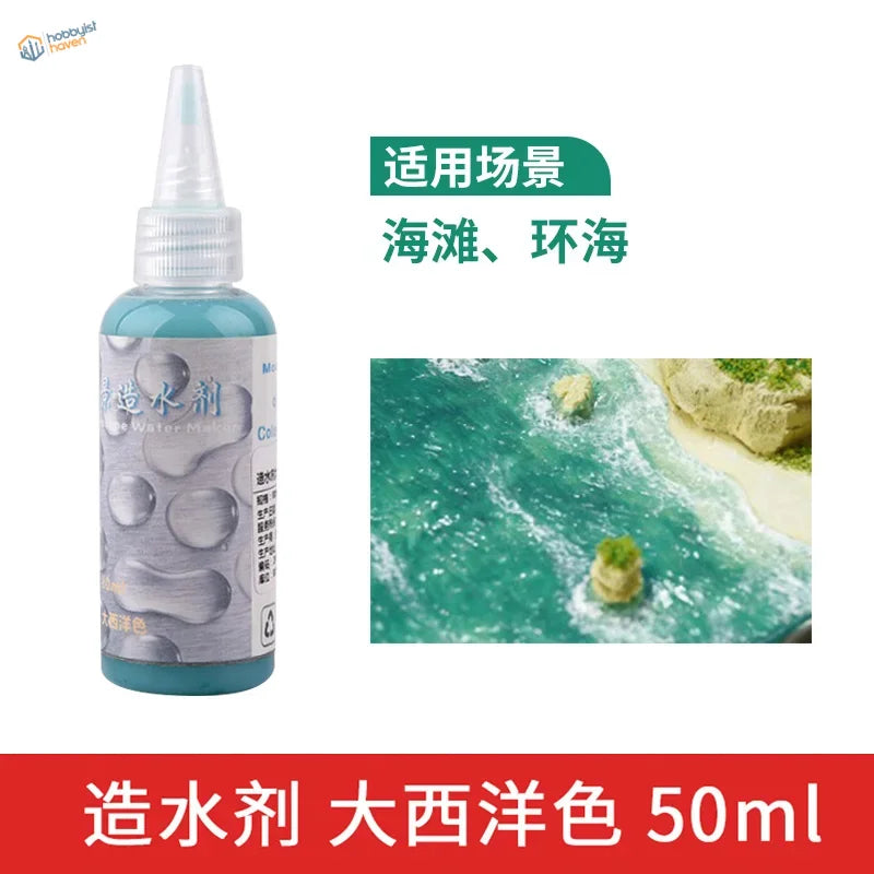 50ml ocean-blue water effect gel with dropper cap for seaside scenes