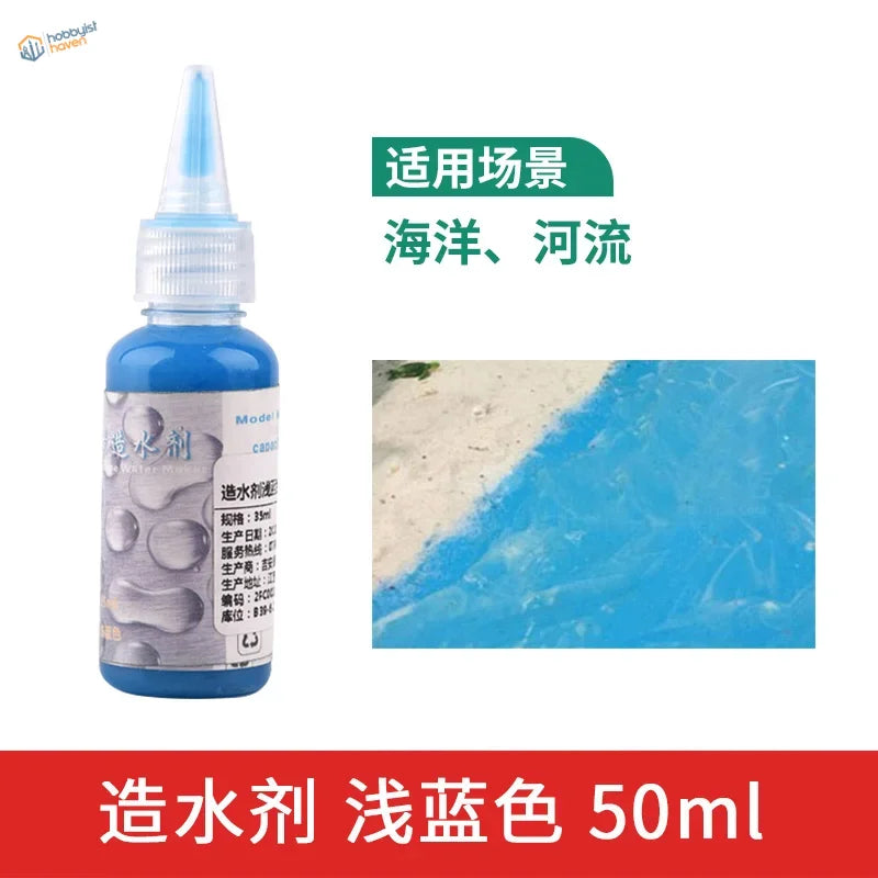 50ml light blue water effect gel spray bottle with clear cap