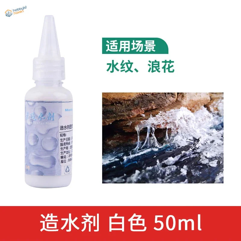 50ml white water effect gel in clear bottle with dropper tip