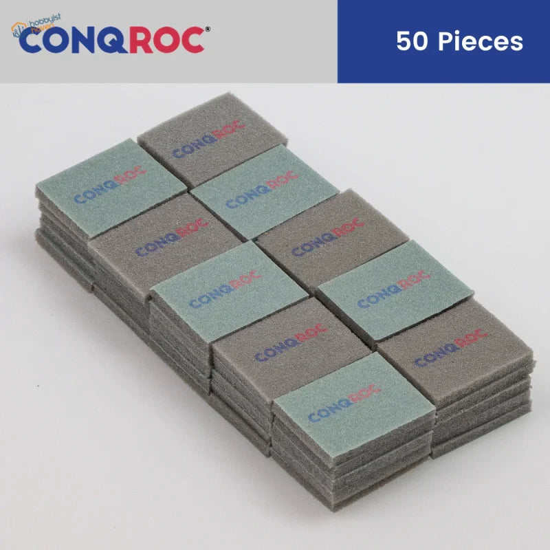 50pcs gray and teal #300-#3000 grit sanding sponges stacked for scale modeling