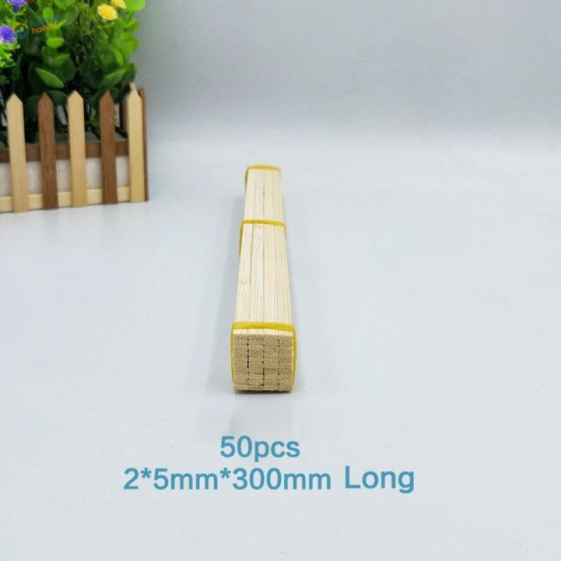 Bundle of 50 30cm round bamboo sticks for model building