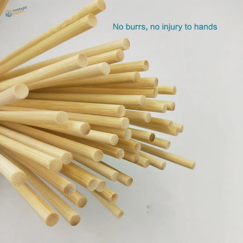 Light beige 30cm round bamboo sticks with smooth wood grain ends