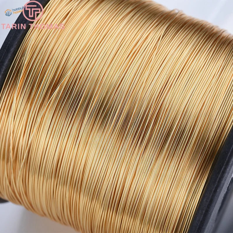 Spool of thin shiny brass steel wire, 5m 0.3-0.8mm