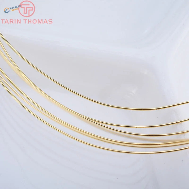 Gold-colored slender brass steel wire strands by Tarin Thomas, 0.3-0.8mm