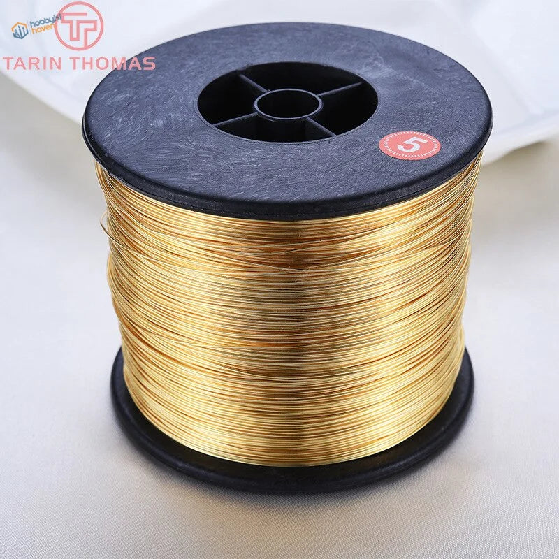 5m 0.3-0.8mm brass steel wire on black reel, golden spool
