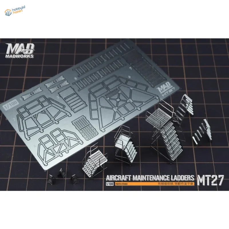 5pcs 1/100 scale model maintenance ladders kit with silver metallic parts