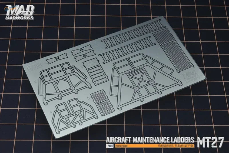 Silver MT27 maintenance ladders with cut-outs for scale model maintenance