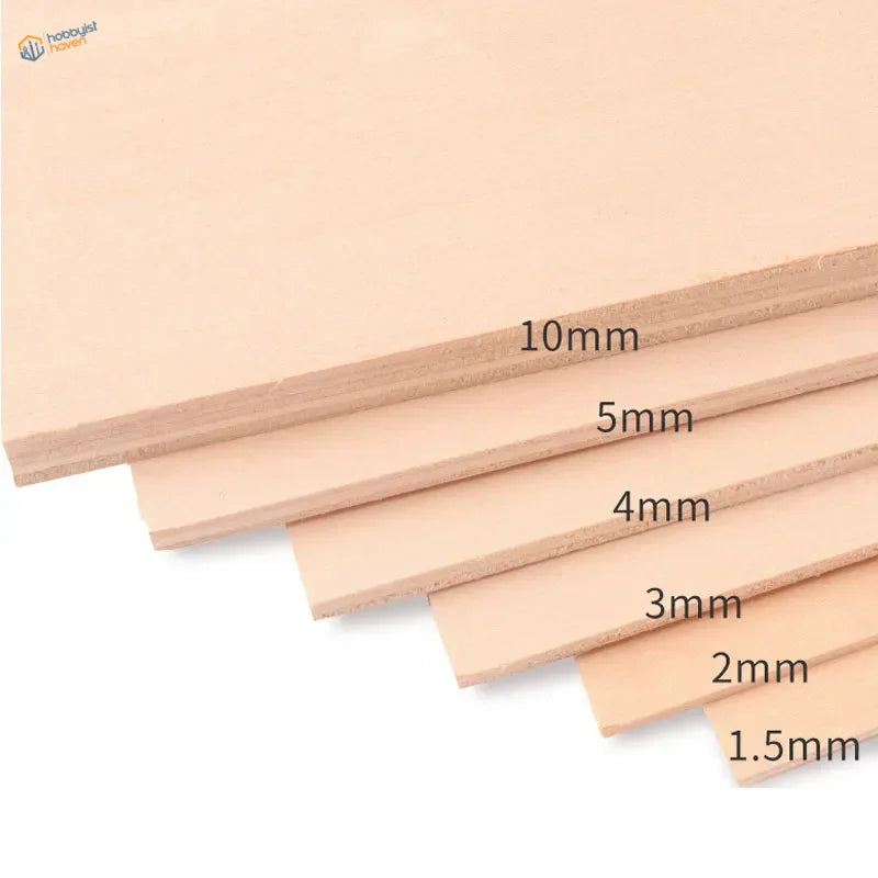 Stack of 1.5-10mm plywood sheets for scale modeling tools