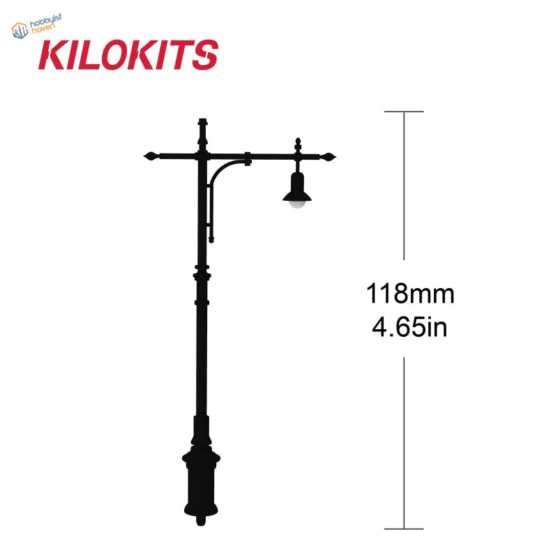 Black kilokits street lamp model with vintage bell-shaped light fixture for 5pcs 1/35 scale modeling tools and street lamps
