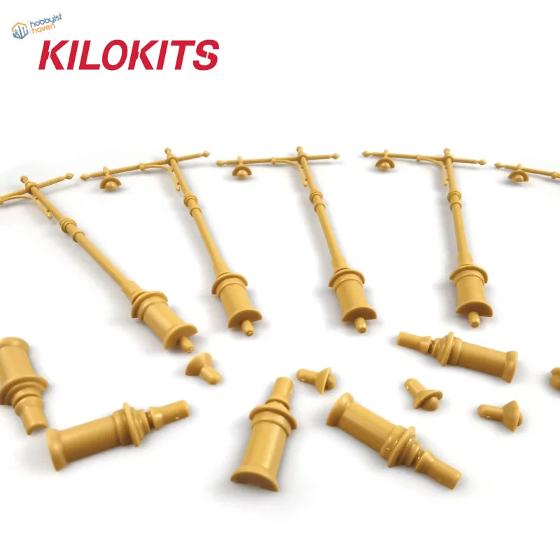 Tan plastic components for 5pcs 1/35 miniature street lamps kit ideal for model building tools and scale modeling tools