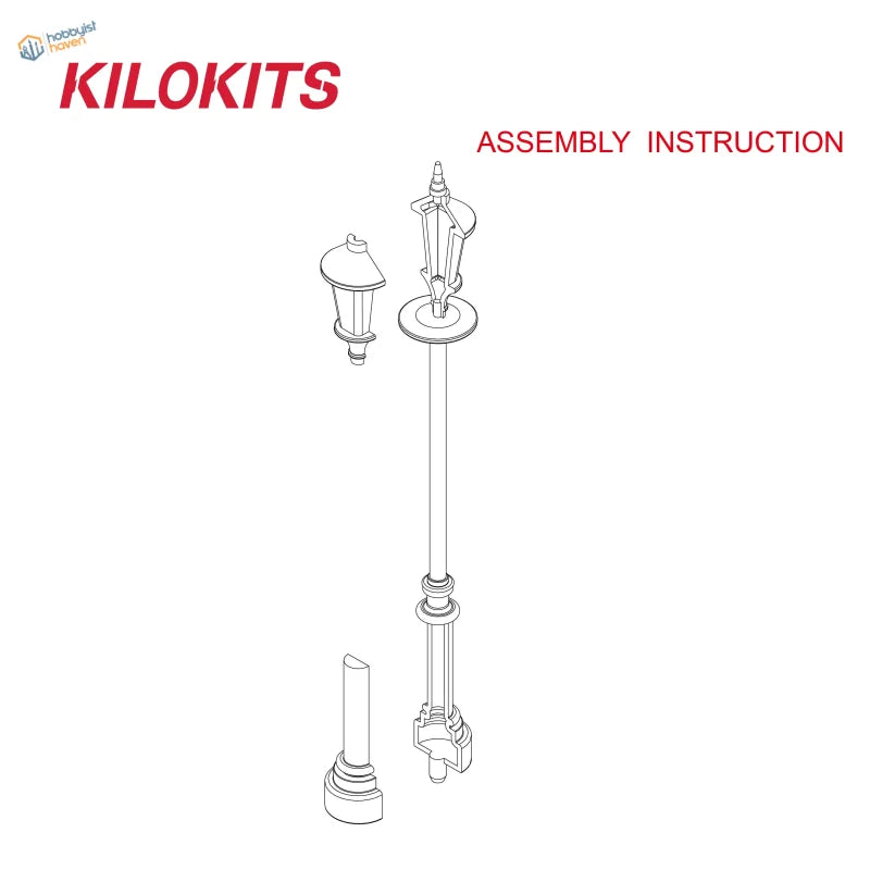 Kilokits assembly instruction diagram for 5pcs 1/35 single-head street lamps scale modeling tools for model building
