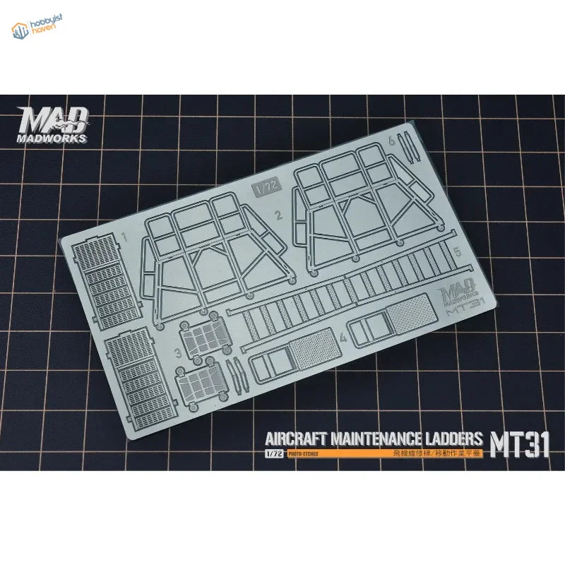 Silver Madworks MT31 etched 1/72 aircraft maintenance ladders sheet