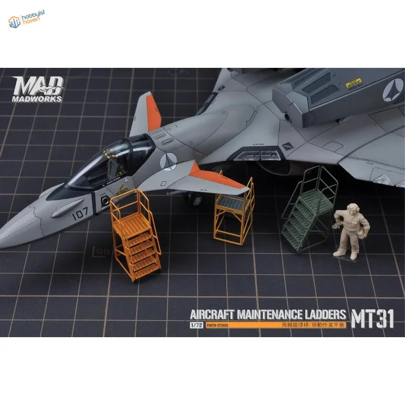 5pcs 1/72 gray orange aircraft maintenance ladders service carts set