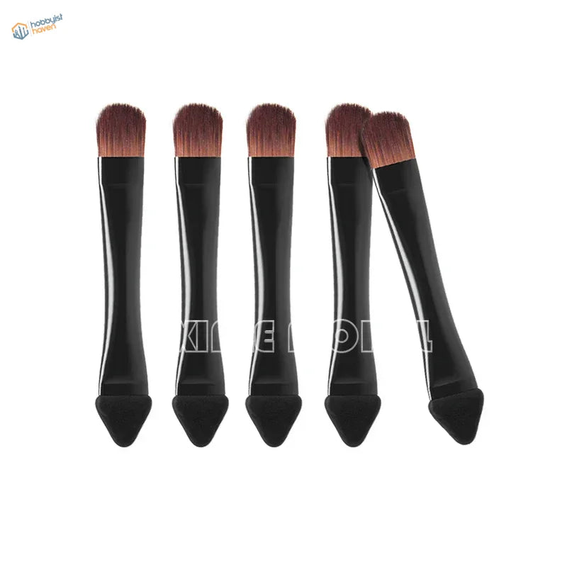 5pcs Hobby Mio weathering brushes with black handles and reddish-brown bristles