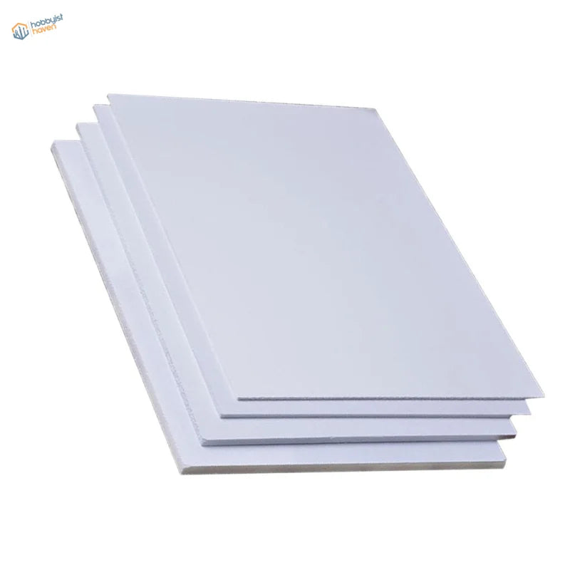 Stack of 5pcs PVC sheet foam boards, 200mm x 300mm white acrylic panels