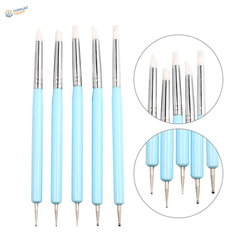 5pcs double ended sculpting tools set with light blue handles