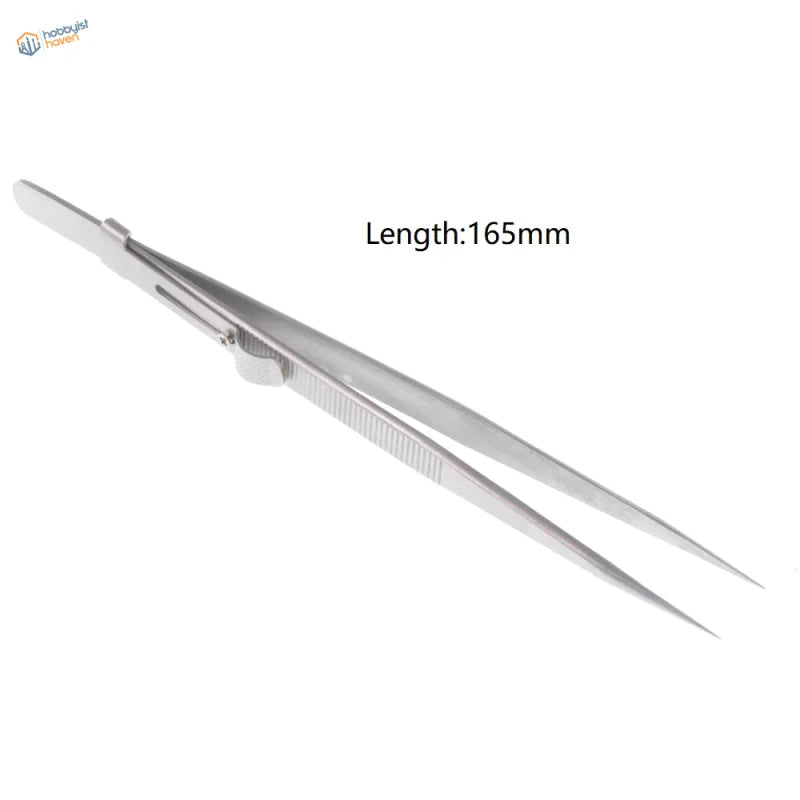 6-inch anti static precision lock tweezers with silver metal grip
