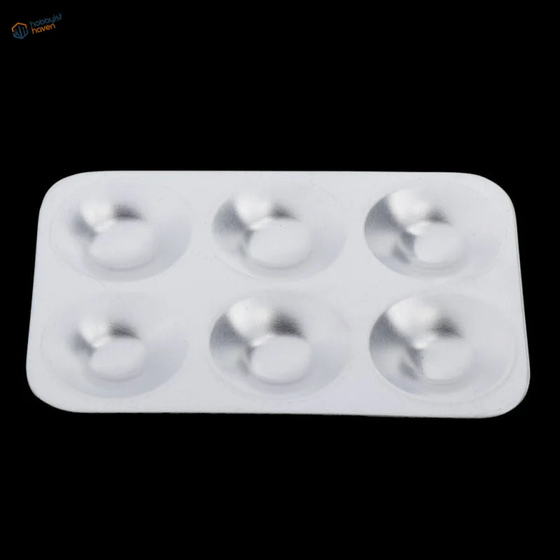 White silicone 6 cups metal palette for scale modeling paint mixing