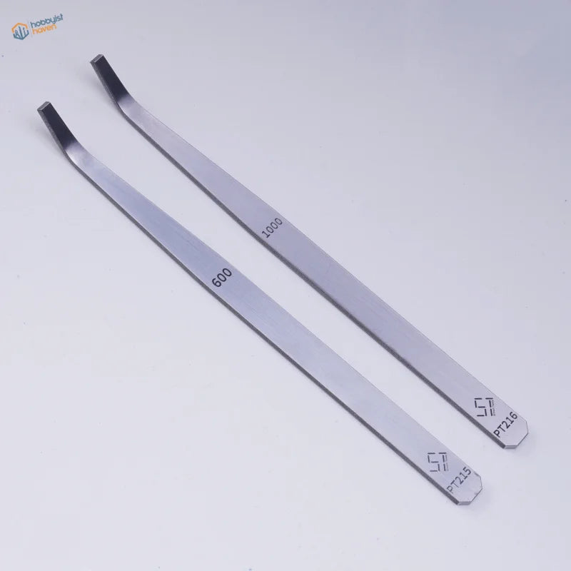 Two 600# and 1000# precision angled file pry bars with curved ends