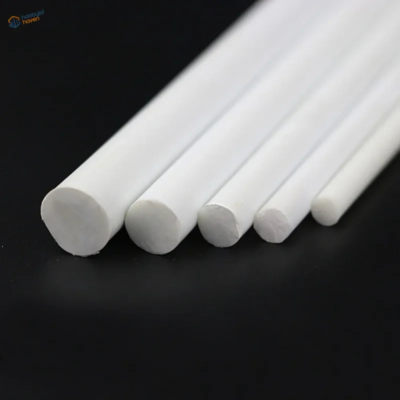 60pcs assorted 0.5-2.5mm white styrene rods for scratch builds and scale modeling