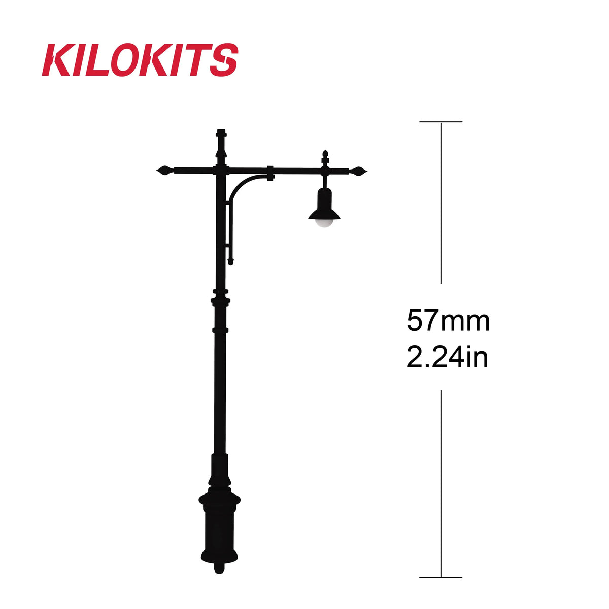 Black kilokits miniature street lamp model 57mm tall for scale modeling tools and precision hobby tools in 1/72 set
