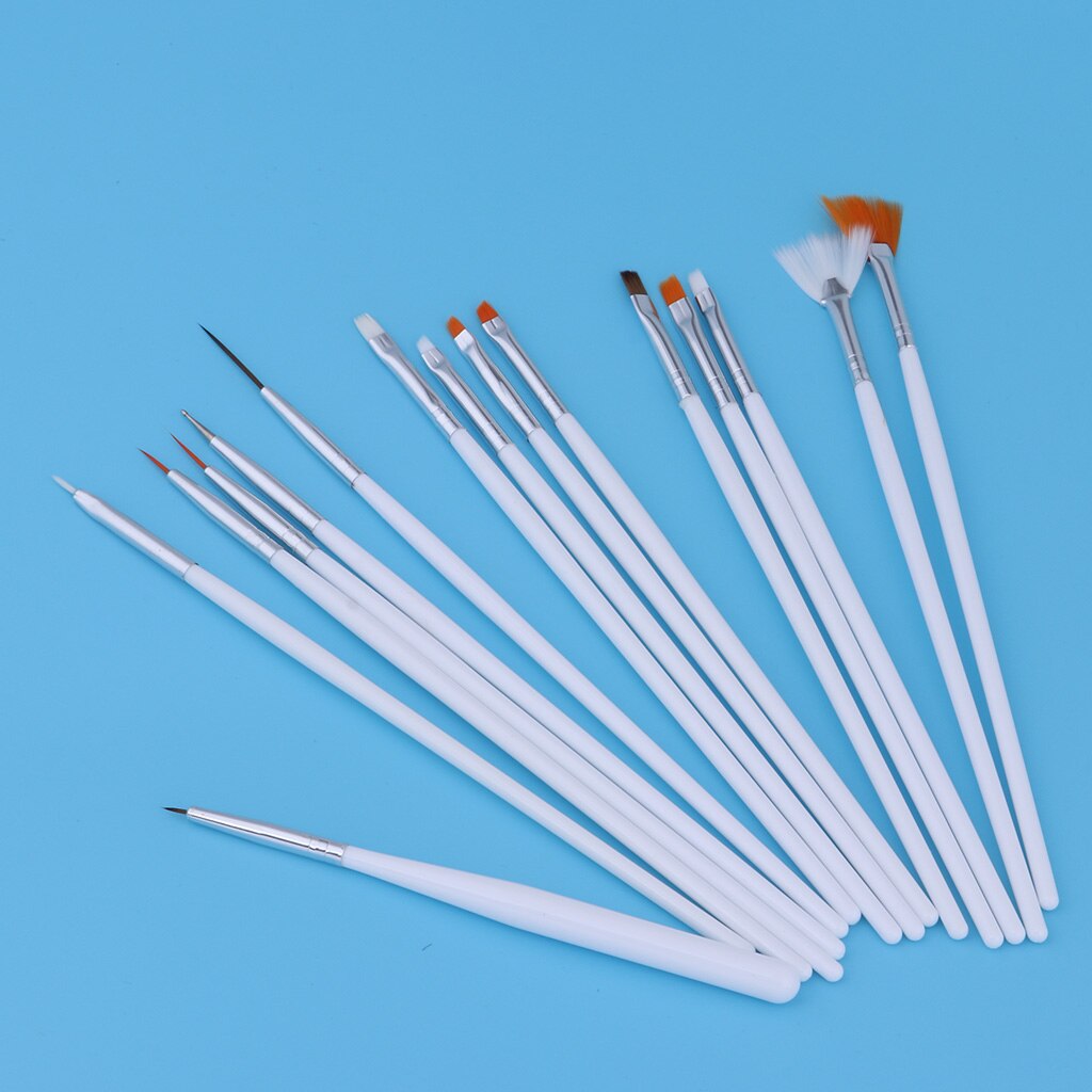 Set of 15 special shape brushes with white handles for scale modeling