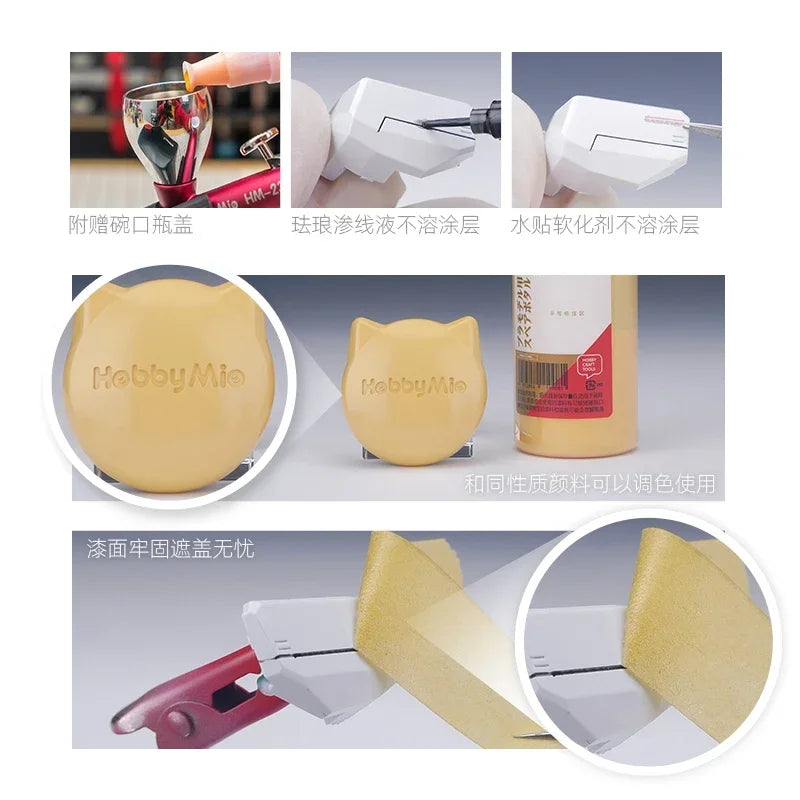 Yellow cat-shaped hobbymio model craft foam piece painted with metallic paint for precision hobby tools use