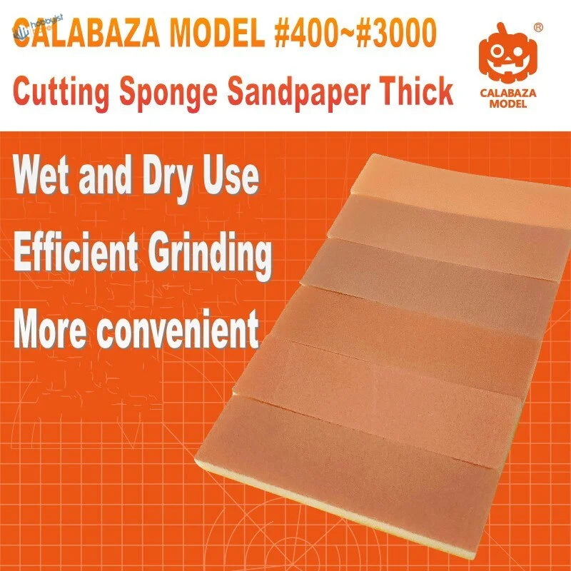 6pcs #400-#3000 pre-cut Calabaza sandpaper sheets for scale modeling tools