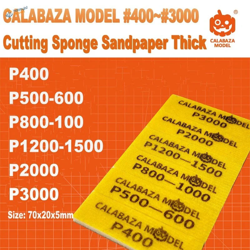 Yellow calabaza model cuts #400-#3000 sponge sandpaper for scale modeling tools