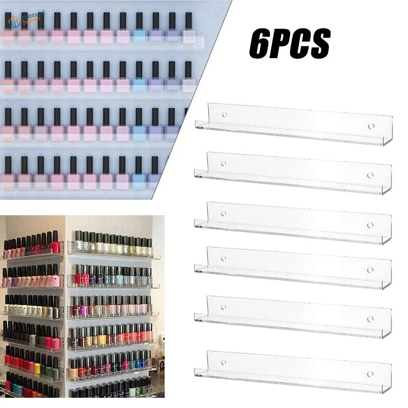 6pcs transparent paint display rack back with pre-drilled mounting holes