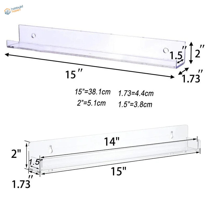6pcs transparent paint display rack with clear acrylic wall shelf