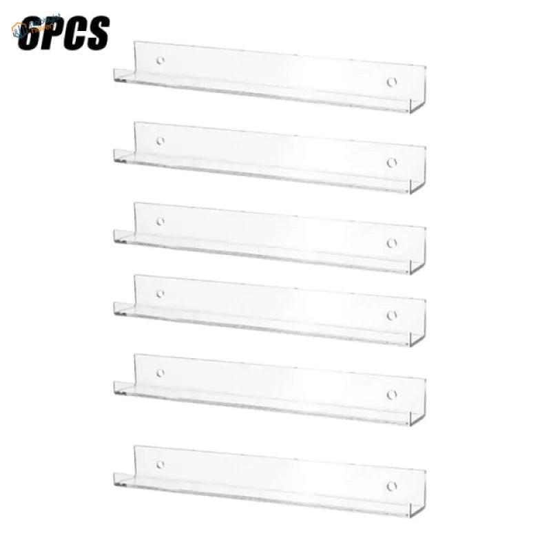 6pcs transparent paint display rack with clear acrylic shelves and pre-drilled holes