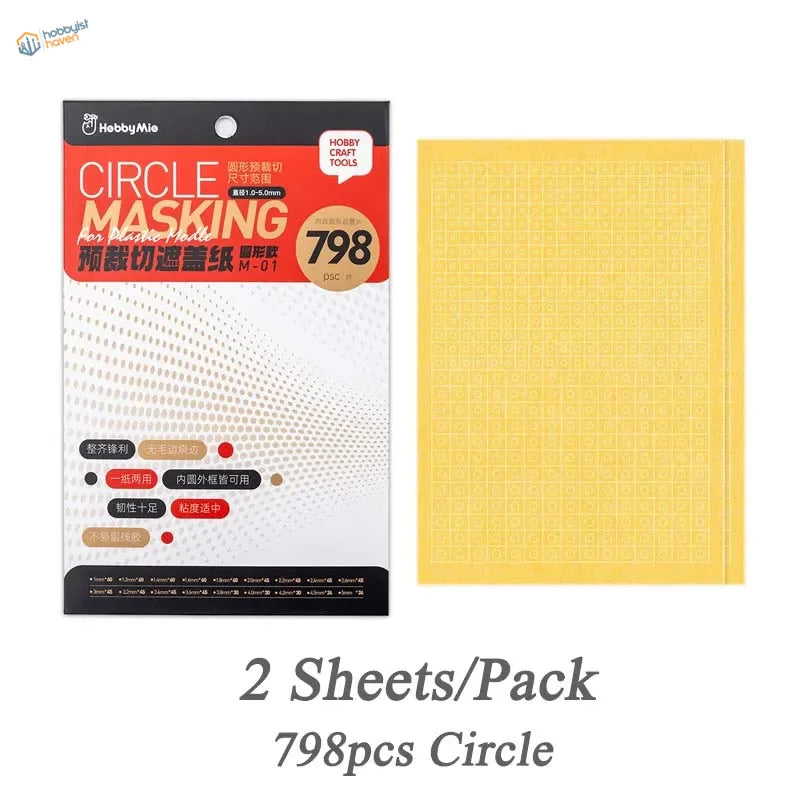 Hobby Mio 798pcs pre-cut mask circles in yellow with black red sleeve
