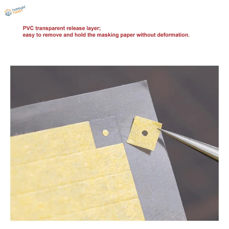 Hobby Mio 798pcs pre-cut mask circles: yellow square with hole under PVC layer