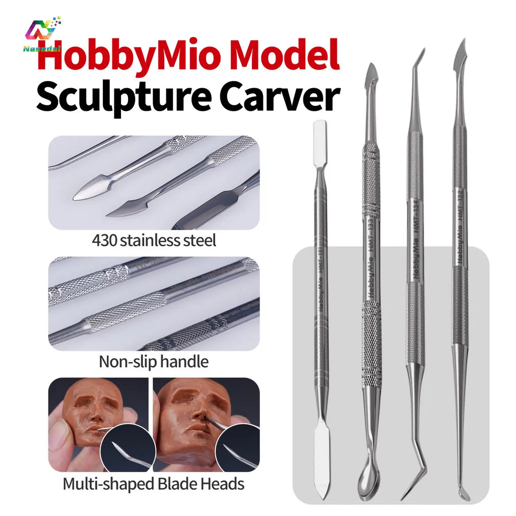 Hobby Mio sculpture carvers: 430 stainless steel, non-slip handle, multi-shaped blade heads