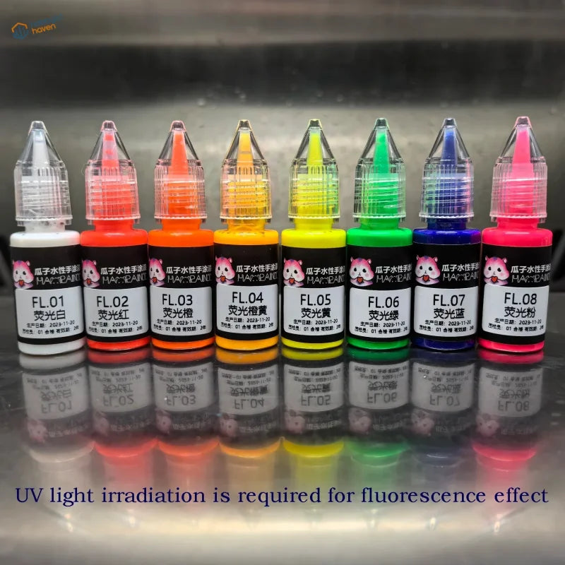 8 colors fluorescent panel liner ink with matching colorful caps