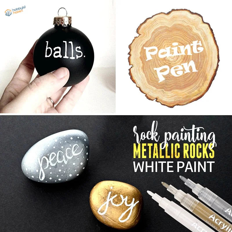 Black acrylic white gold balls ornament with chalk lettering