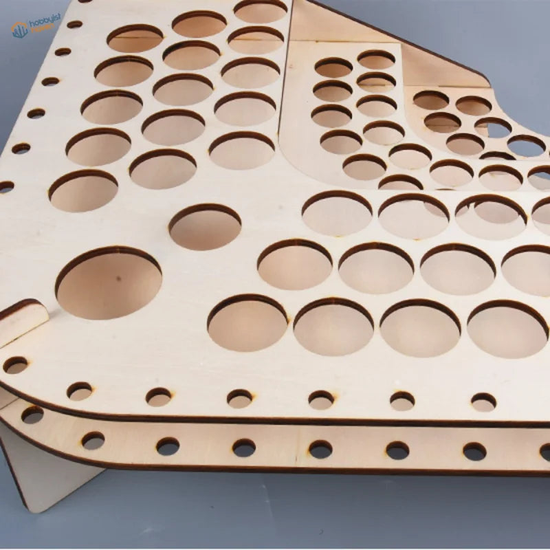 Light wooden workbench organizer with 81 holes for scale modeling tools