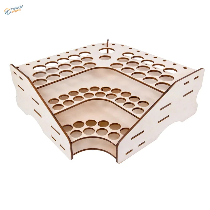 81 holes workbench organizer for scale modeling tools, light wood tiered design