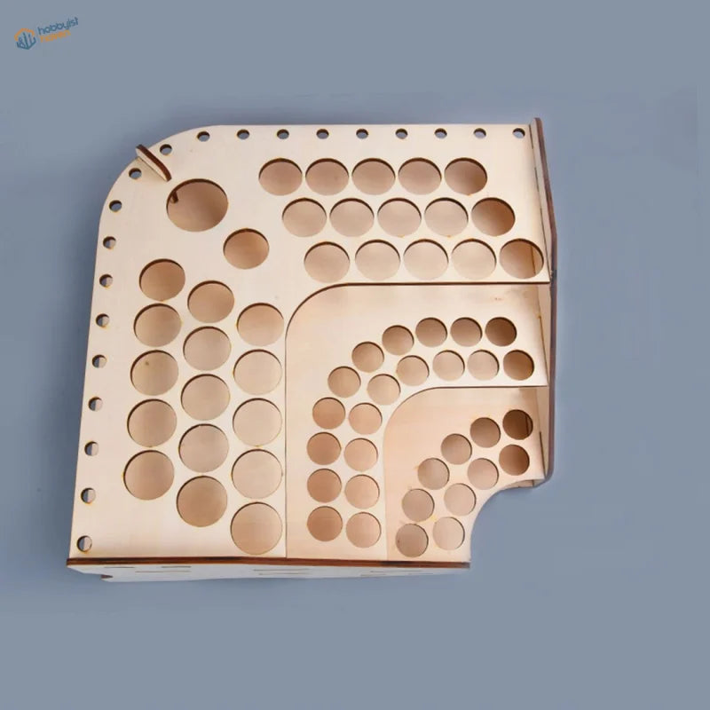 81 holes workbench organizer with light wood grid cutouts for scale modeling tools