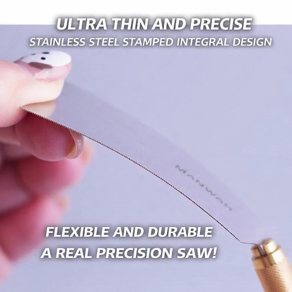 Manwah 0.3mm ultra-thin stainless steel saw with a flexible stainless blade for precise scale modeling tools use