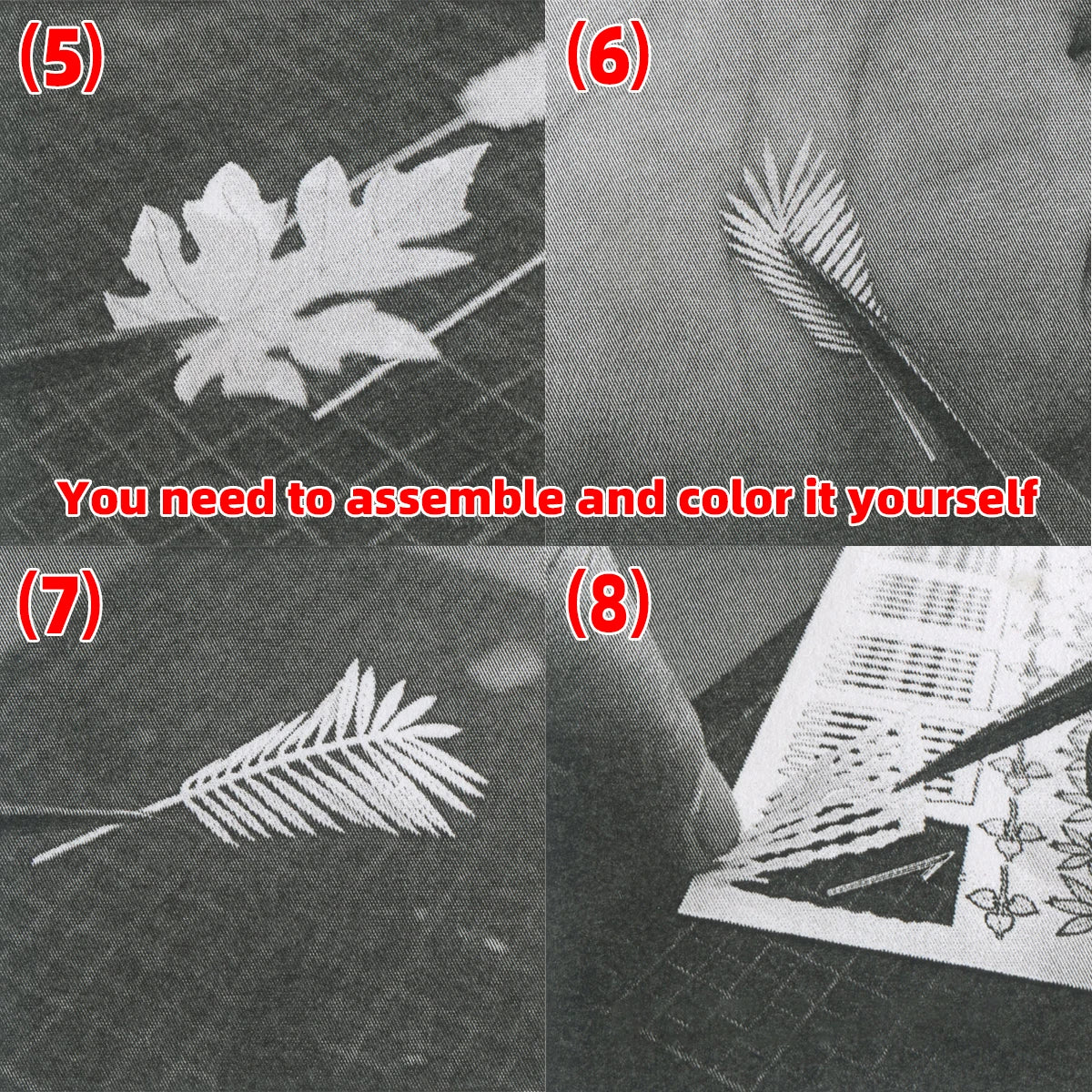 White paper leaf cutouts with detailed vein patterns for diorama jungle plants using precision hobby tools