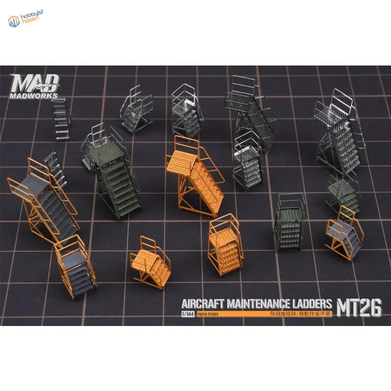 8pcs 1/144 metallic gray orange aircraft maintenance ladders