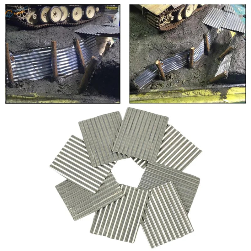 8pcs 45x37mm realistic corrugated metal sheets for model tank dioramas