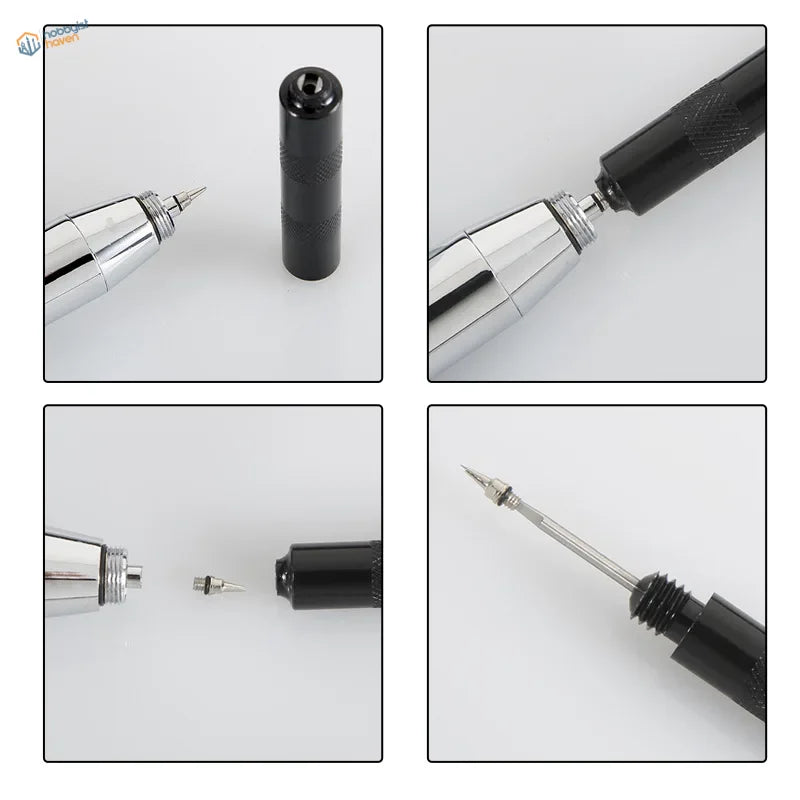 Black and chrome 8pcs airbrush cleaning compressor with grip handle