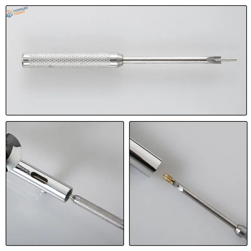 Silver metallic piercing tool with grip in 8pcs airbrush cleaning set