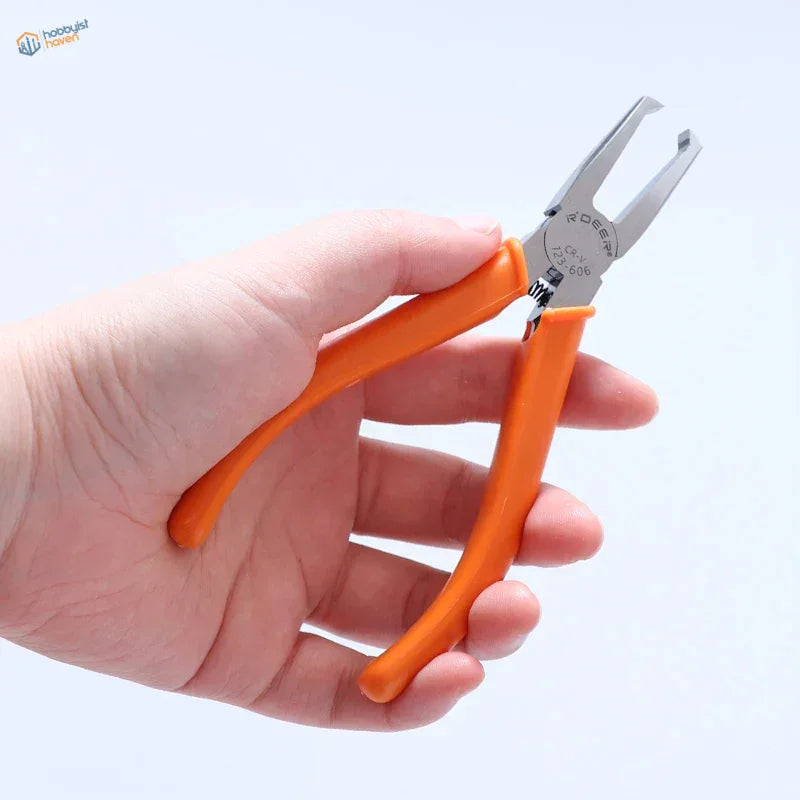 90 degree double edged cutter nipper with orange-handled needle-nose pliers