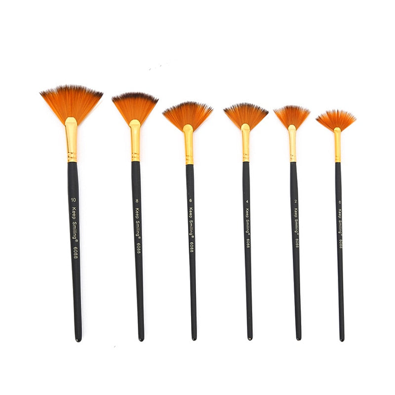 Fan brushes set of six orange blades with Keep Smiling branding