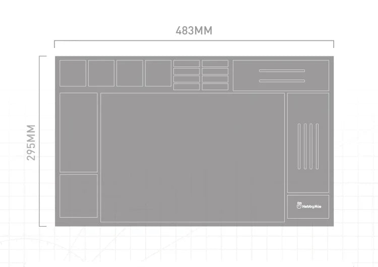 Gray hobbyave durable silicone work pad with compartments and drawers